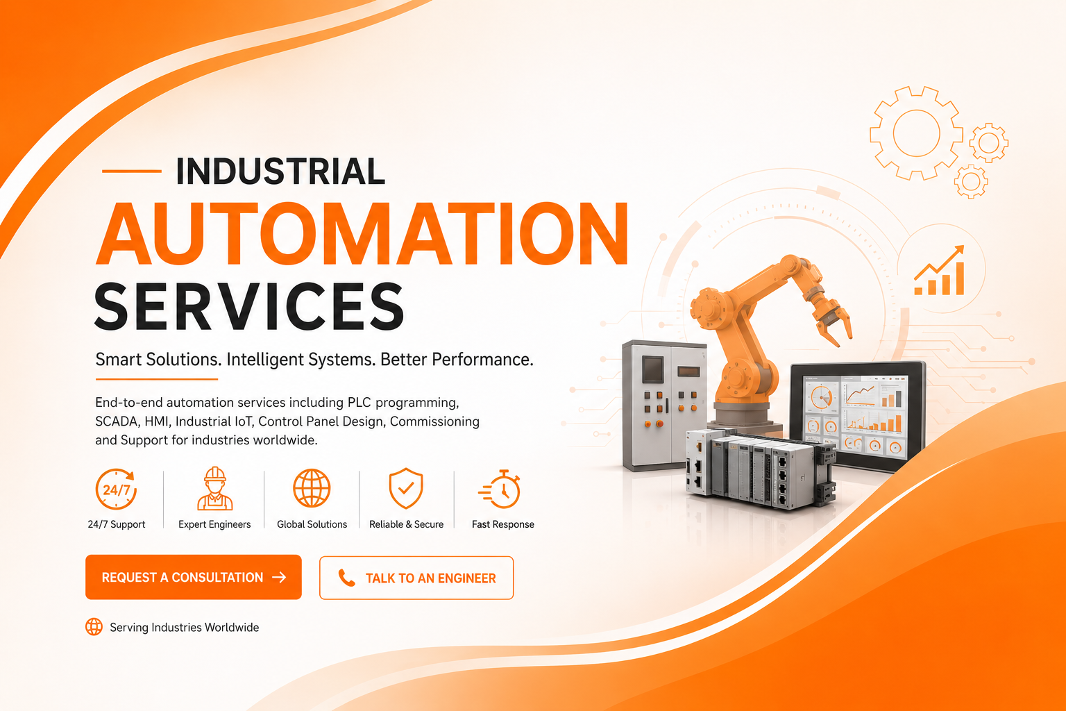Industrial automation engineer working on a PLC and SCADA control system for a manufacturing plant