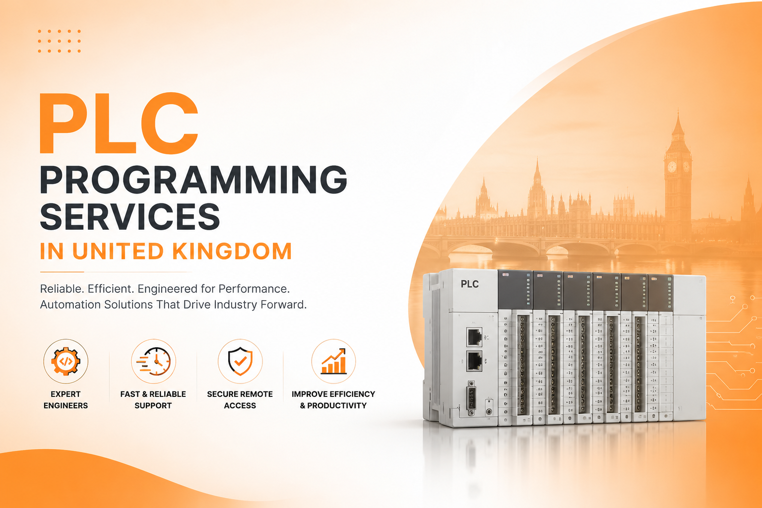 Industrial automation engineer programming a PLC control panel for a manufacturing plant in the United Kingdom